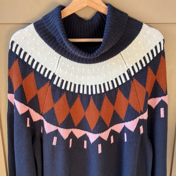 Free Assembly Fairisle Swetaer Dress. Navy/Cream. XXL - Picture 5 of 9